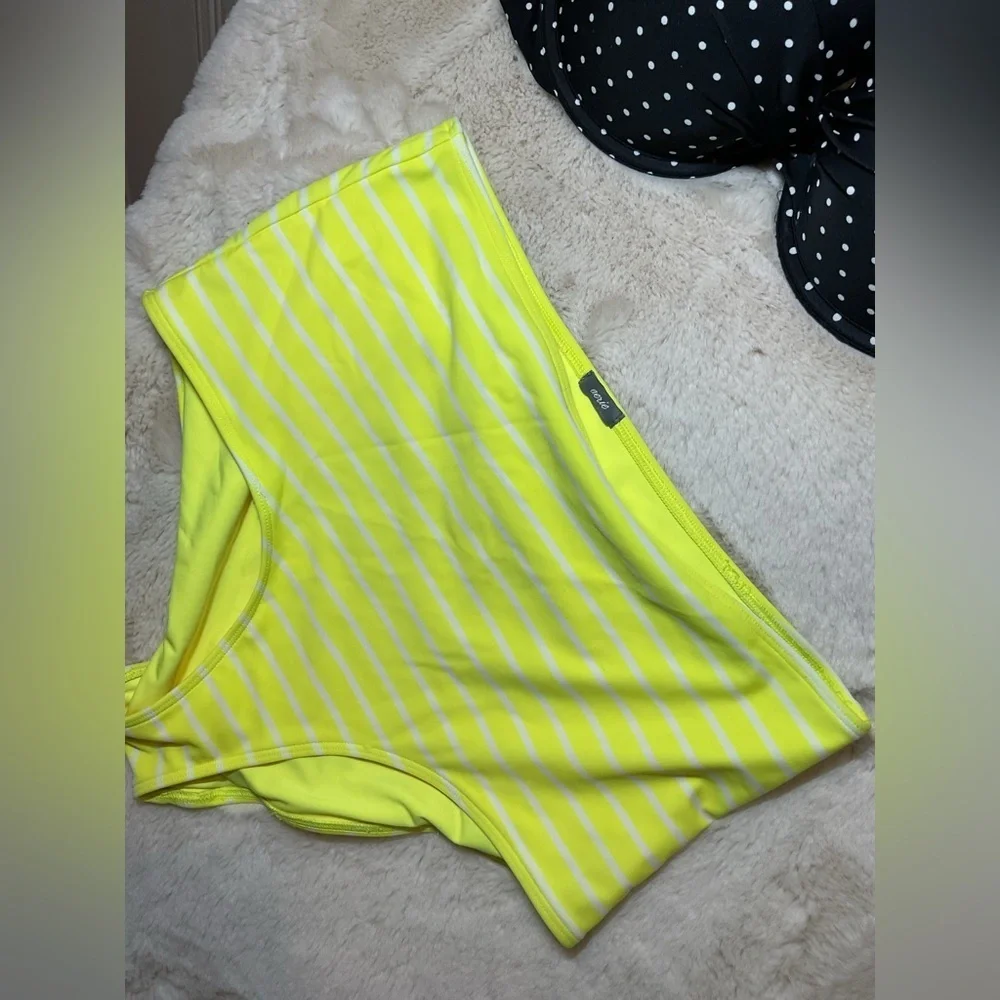 Polka Dot Black and Yellow Striped Women's Bikini Set